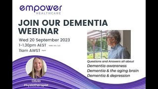 LUNCH AND LEARN Webinar  Dementia Awareness Webinar Sept 2023 [upl. by Ariadne]