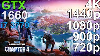 Fortnite GTX 1660  i7 3770  4K 1440p 1080p 900p 720p [upl. by Esme951]