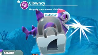 NEW CLOWNCY SHARK UNLOCKED NO HACK  Hungry Shark World [upl. by Carlick208]