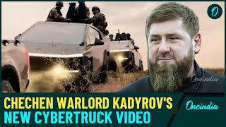 Russia War Chechen Warlord Ramzan Kadyrov Flaunts Two New Cybertrucks Sent To Front [upl. by Guglielma]