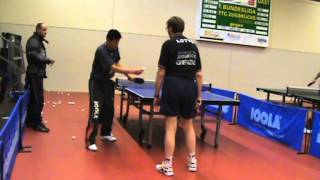 Tischtennis Training mit Wang Grenzau 200909 6 [upl. by Redmer]