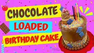 How to Make a CHOCOLATE BIRTHDAY CAKE Loaded Candy Cupcakes Treats Cakes Tutorial Classic Piping [upl. by Aseram]