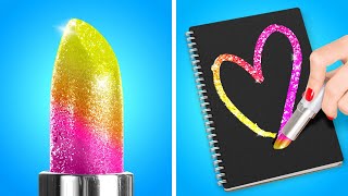 Back To School Crafts And Hacks 😃😍 Amazing Rainbow Crafts To Become Popular At School [upl. by Hassadah]