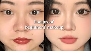 This FOOLPROOF Beginner Makeup will last you 4 YEARS of College  Step by step Tutorial by 蒲mei [upl. by Erreip502]