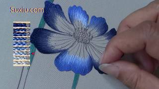 Pistil Part of Cosmos FlowersHand Embroidery「蘇州刺繡•格桑花」 [upl. by Akeihsal]