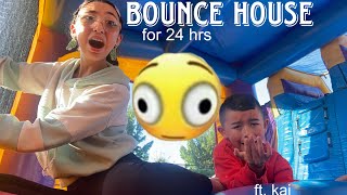 staying in a BOUNCE HOUSE for 24 HOURS with my lil bro [upl. by Schwenk]