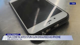 TSA team at Reagan National Airport confiscate stun gun disguised as iPhone [upl. by Daegal]