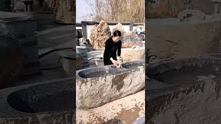 Artisan stone wash basin with washboard for elegant outdoor spacesshortvideo viralshort [upl. by Melessa]