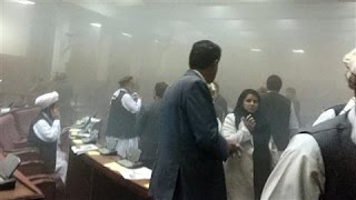 Video Inside Afghan Parliament as Taliban Bomb Explodes [upl. by Ilera]