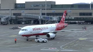 Atlas Global Airbus A320 departure from Terminal and takeoff at Zurich Airport [upl. by Maridel]