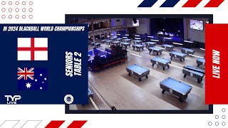 Table 2 England v Australia  Seniors  2024 BI World Blackball Championship Bridlington Spa [upl. by Atsugua869]