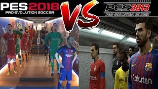 PES 2018 vs PES 2013 Gameplay Comparison  FC Barcelona vs Liverpool FC [upl. by Ellitnahc]