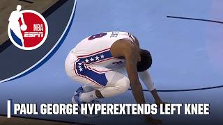 Paul George leaves game after suffering a left knee hyperextension  NBA on ESPN [upl. by Nyleikcaj]