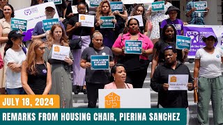 quotA Crisis Compoundedquot Report Release Remarks from Housing Chair Pierina Sanchez [upl. by Eirehc883]