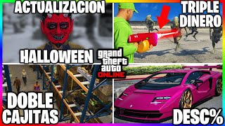 NUEVA ACTUALIZACION de HALLOWEEN DOBLE en CAJAS REGALOS TRIPLE DINERO DESC amp MÁS GTA Online [upl. by Elorak]