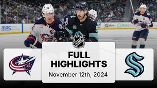 NHL Highlights  Blue Jackets vs Kraken  November 12 2024 [upl. by Zaraf87]