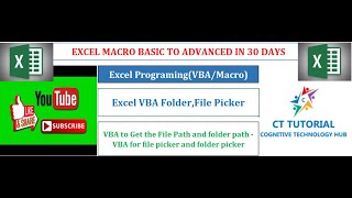 Excel VBA Folder PickerVBA to Get the File and folder path  VBA for file picker and folder picker [upl. by Ahsytal499]