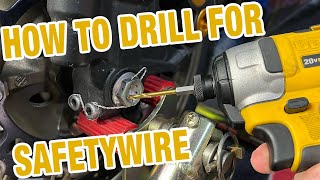 Save Money  How To Drill Bolts For Safety Wire On Your Trackbike [upl. by Asiulairam]