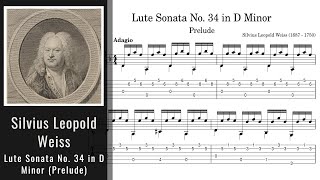 Silvius Leopold Weiss  Lute Sonata No 34 in D Minor Prelude  Tab [upl. by Melisa406]