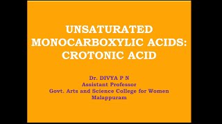 CROTONIC ACID [upl. by Maurey]