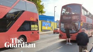 Man blocks bus in east London as travel frustration builds amid rail strike [upl. by Mildred19]