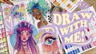 Draw with me  Mermaid spread  OHUHU markers 🐠🫧 [upl. by Shifrah]