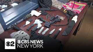 Gun knives part of NYPD uniform found among arsenal of weapons in Queens [upl. by Jezabella669]