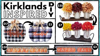 3 EASY DOLLAR TREE DIYs  KIRKLANDS Inspired FALL DECOR  Thankful Pumpkin  Mums amp Tray  Wall Art [upl. by Prisilla821]