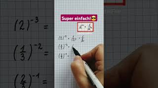 Potenzen mit negativen Exponenten 🤔 😎 potenzen negativeexponenten mathematikfee mathe shorts [upl. by Nomla]