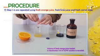 EXPERIMENT 95  TO STUDY THE CONCENTRATION OF VITAMIN C IN VARIOUS FRUIT JUICE [upl. by Trebma]