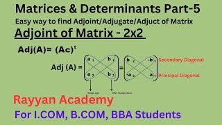 Find Adjoint of Matrix AdjugateAdjunct 2x2 order  Easy way to find the AdjA [upl. by Leahcimdivad]