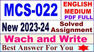 MCS 022 solved assignment 202324  mcs 022 solved assignment 2024  ignou bca 6th mcs022 202324 [upl. by Waylan]