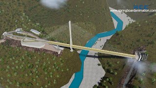 Anji Khad Cable Stayed Bridge construction animation [upl. by Downs]