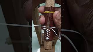 Baseball stitching style on the leather lighter case sewing handmade leathercraft asmr diy [upl. by Travax]