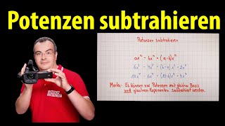 Potenzen subtrahieren  ganz einfach erklärt  Lehrerschmidt [upl. by Sral]