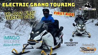 WE TRY SKIDOOS FIRST ELECTRIC SNOWMOBILE  Grand Touring Electric  Imago Village [upl. by Ralyks328]