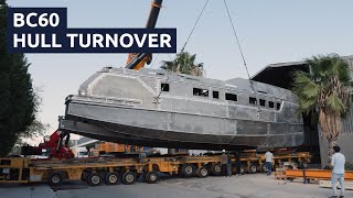 BC60 Hull Turnover A Landmark Moment for Hull Number One of Bering’s Expedition Catamaran [upl. by Doti]