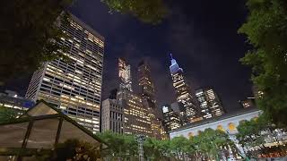 Bryant Park at Night NYC Night Walk [upl. by Irama509]