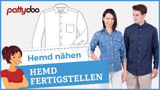 Anleitung Hemd nähen lernen  Teil 4 Passe Manschette Knopfleiste Saum fertigstellen [upl. by Steffie]