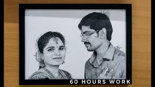 Couple Portrait Stippling Drawing  60 hours of Stippling [upl. by Clim]