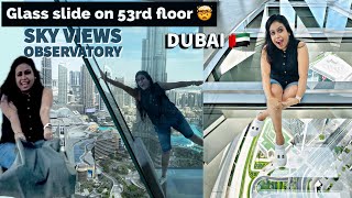 Sky Views Observatory Dubai  1st vlog from Dubai  Glass walk and glass slide 🤯 Sanjana Mohandoss [upl. by Iliam679]