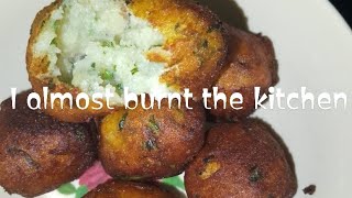 Fried potato balls I almost burnt our kitchen 😭😭😭 [upl. by Teerprug]