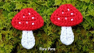 Crochet Toadstool Applique I Crochet Mushroom Tutorial I Scrap Yarn Crochet Projects [upl. by Range]