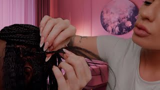 ASMR removing your braids at a sleepover 🩷 hair play roleplay [upl. by Hamrnand]