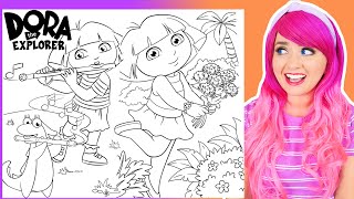 Coloring Dora The Explorer Flowers amp Isa the Iguana GIANT Coloring Pages  Crayola Crayons [upl. by Hadwin]