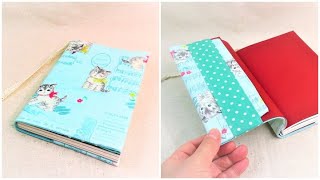 ブックカバー簡単作り方 How to make fabric book cover easy sewing tutorial [upl. by Felizio522]