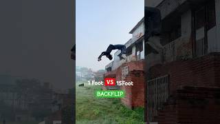 1Foot VS 15Foots BACKFLIP😨 parkour backflip flip [upl. by Verneuil]