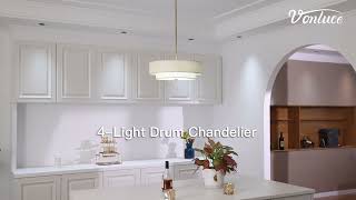 VONLUCE 4Light Drum Chandelier  Adjustable amp Stylish Pendant Light [upl. by Norvan]