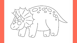 How to draw Cartoon triceratops step by step [upl. by Betsy]