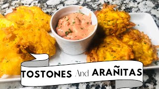 PERFECT PUERTO RICAN TOSTONES AND ARANITAS HOW TO MAKE FRIED PLANTAIN  PLANTAIN FRITTERS [upl. by Hauser]